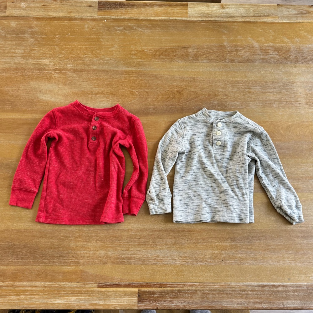 Toddler Boys - Size 2T - x2  Long Sleeve Henley Shirts